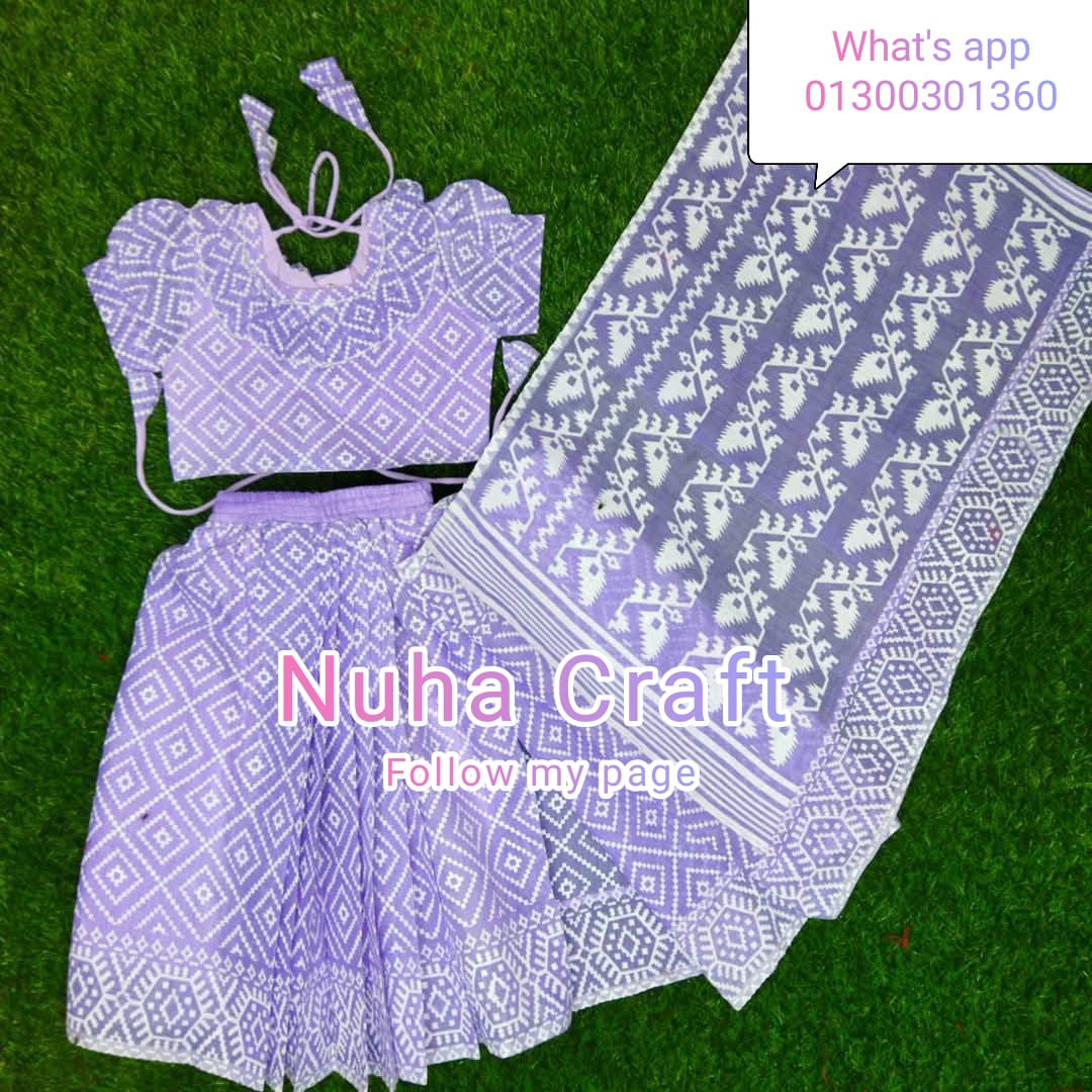 সুতি গ্লিটার প্রিন্ট এর শাড়ি L.Purple