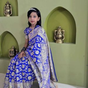বেনারসি কাতান-রেডিশাড়ি (নীল)