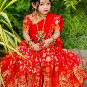 বেনারসি কাতান - লেহেঙ্গা (লাল)
