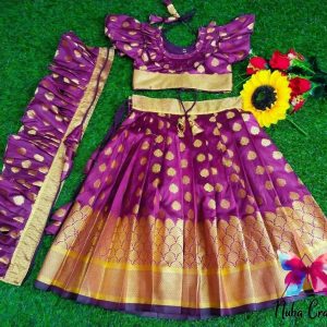 সিল্ক কাতান - লেহেঙ্গা- (গাঢ় বেগুনি)
