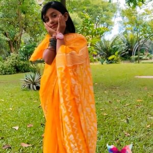 সুতি জামদানি প্রিন্ট - রেডি শাড়ি (সাদা হলুদ)