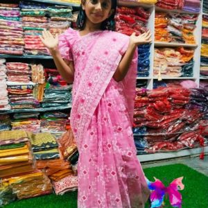 সুতি জামদানি প্রিন্ট - রেডি শাড়ি (হালকা গোলাপি)